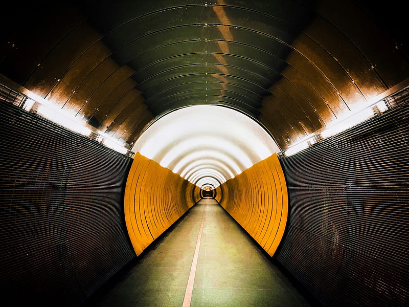 tunnel, light, backlight, perspective, HD wallpaper