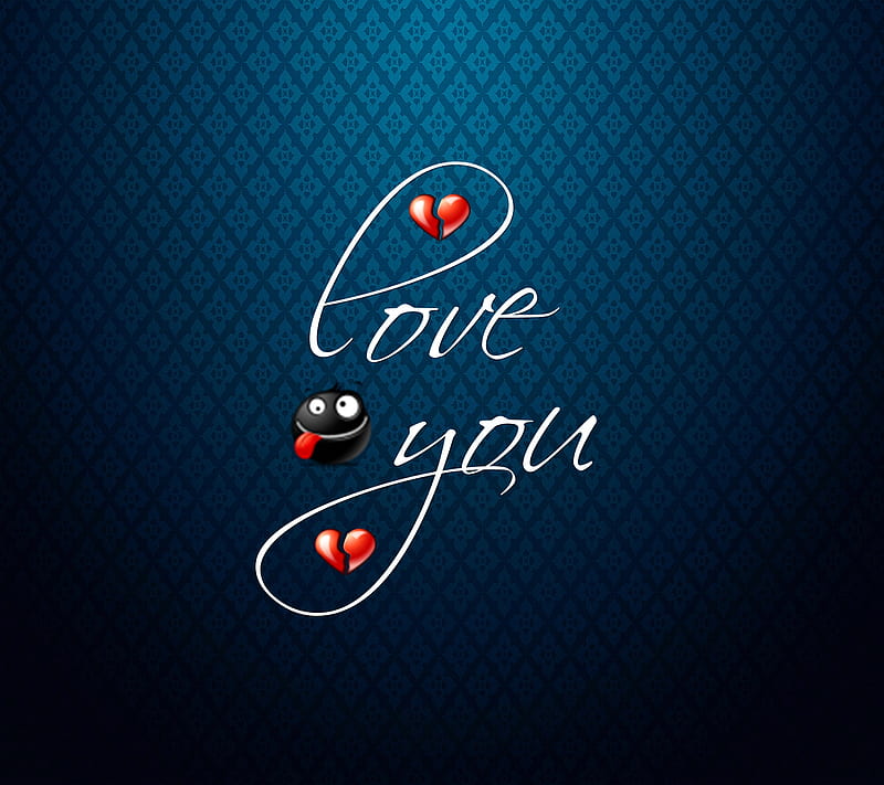 love u, broken, cartoon, funny, heart, saying, sign, smile, HD wallpaper