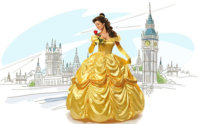 Princesa en amarillo, cuento, vestido, amarillo, cuento de hadas, castillo,  princesa, Fondo de pantalla HD | Peakpx