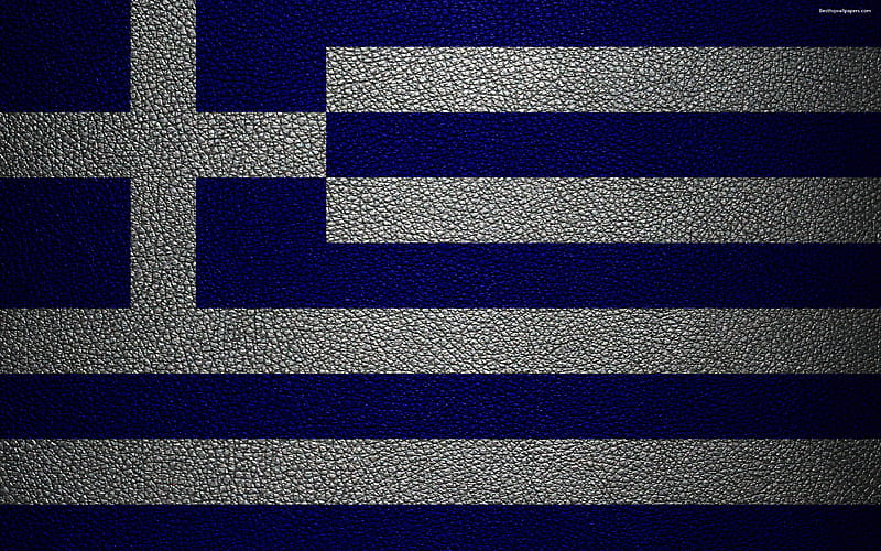 Flag of Greece leather texture, Greek flag, Europe, flags of Europe, Greece, HD wallpaper