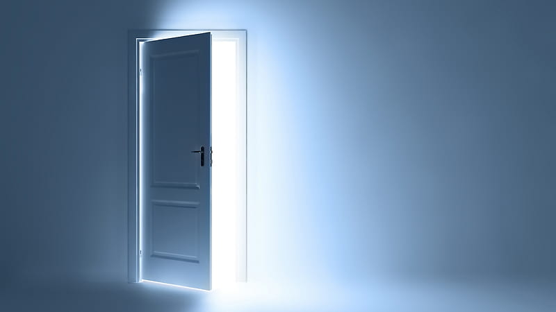 open door, light, shine, HD wallpaper