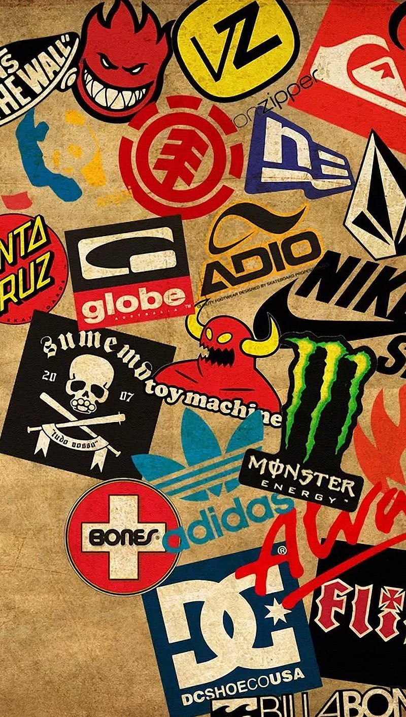 Stickers, adio, dc, globe, monster, nike, HD phone wallpaper
