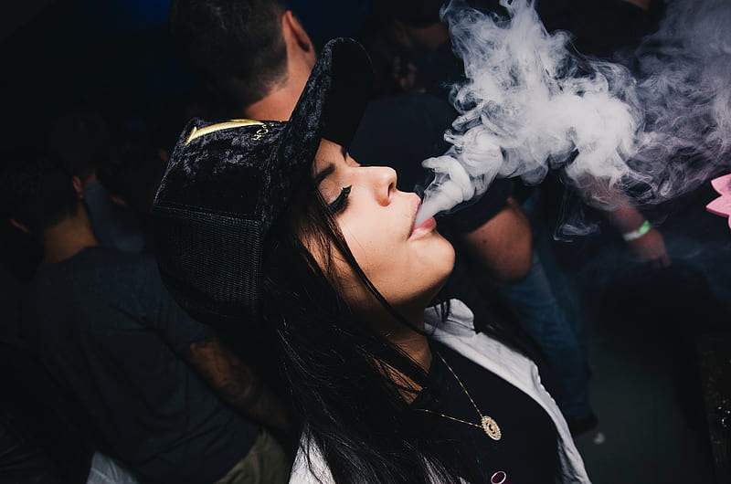 Smoking Girl, cap, ciggerate, other, HD wallpaper