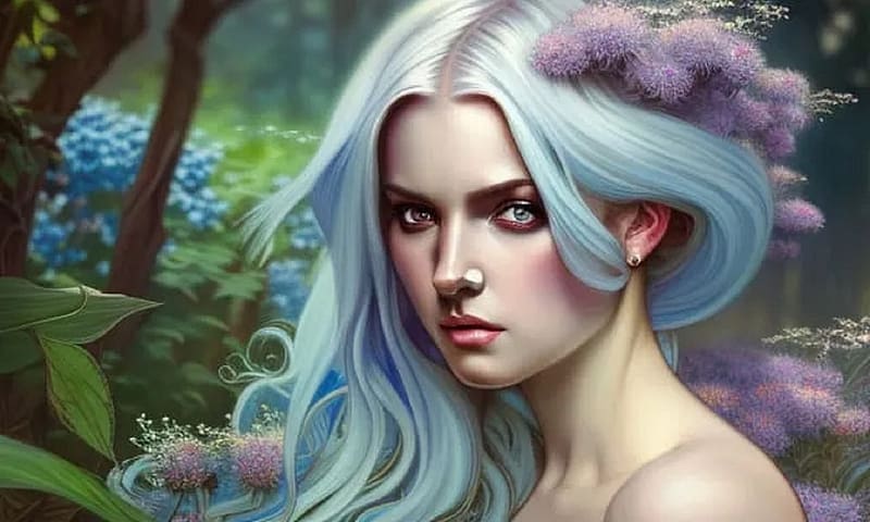 720p Free Download Blue Haired Beauty Digital Art Fantasy Blue Hair Girl Ai Woman