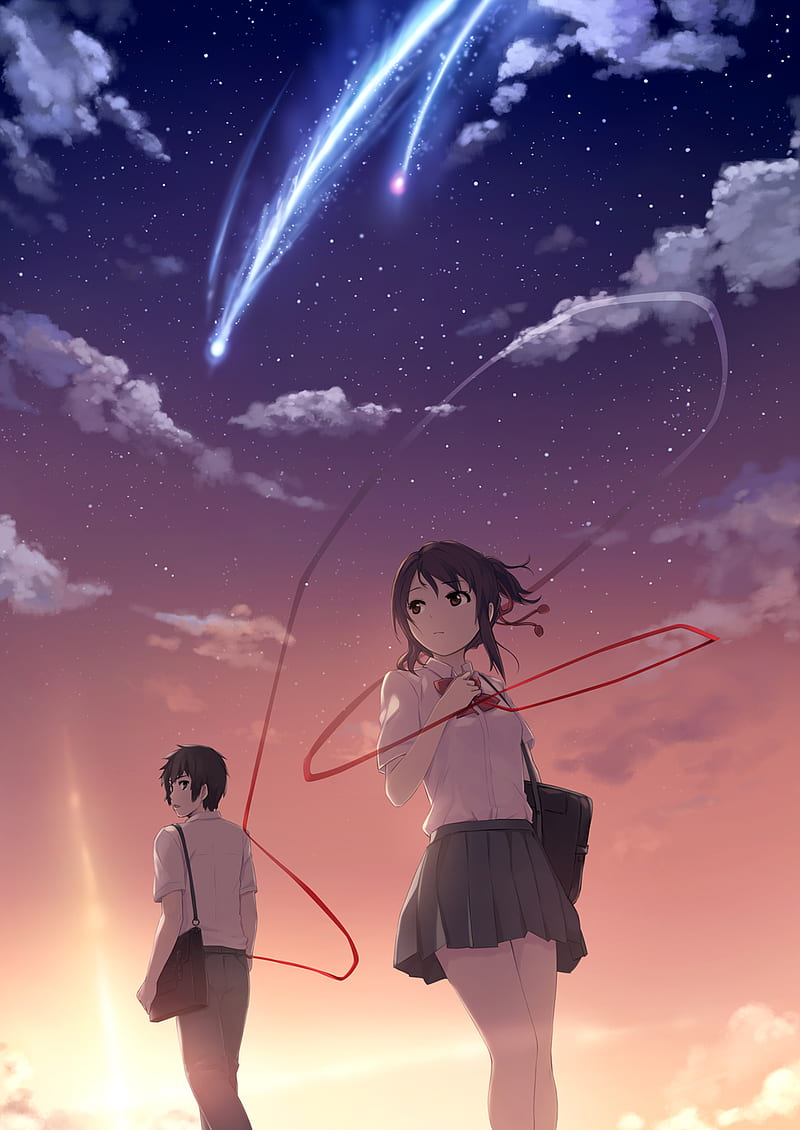 miyamizu mitsuha and tachibana taki (kimi no na wa.) drawn by