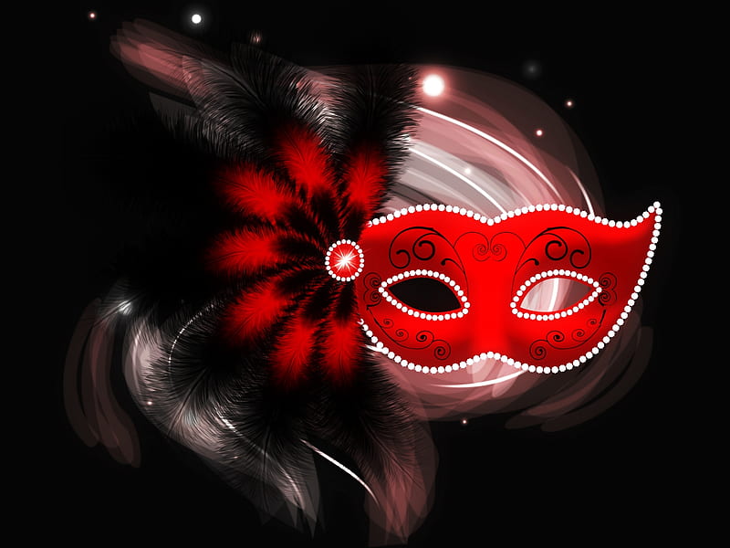 The Masquerade, Black, Mask, Masquerade, Red, HD wallpaper
