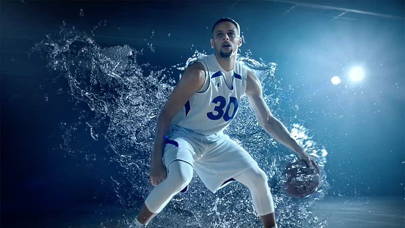Stephen Curry Is Standing In Water Splash Background Wearing White Sports Dress Stephen Curry, HD wallpaper