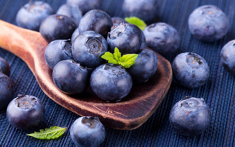 blueberries, berries, healthy food, purple forest berries, HD wallpaper