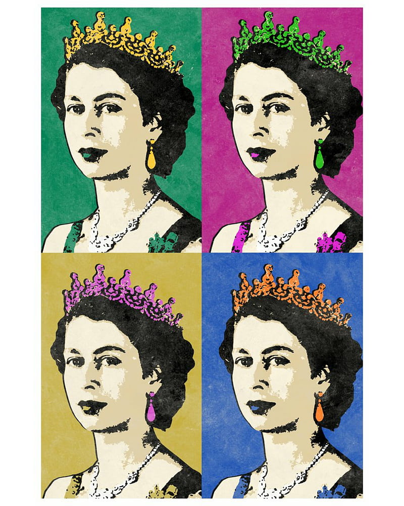 Elizabeth II popart, andy warhol, british monarchy, elizabeth ii, her majesty, pop art, queen elizabeth ii, royal, royal family, the queen, HD phone wallpaper