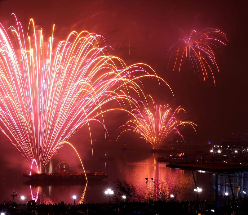 July Fourth, skies, red, lake, fireworks, HD wallpaper Peakpx