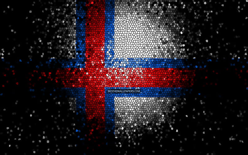 Faroe Islands flag, mosaic art, European countries, Flag of Faroe Islands, national symbols, artwork, Europe, Faroe Islands, HD wallpaper