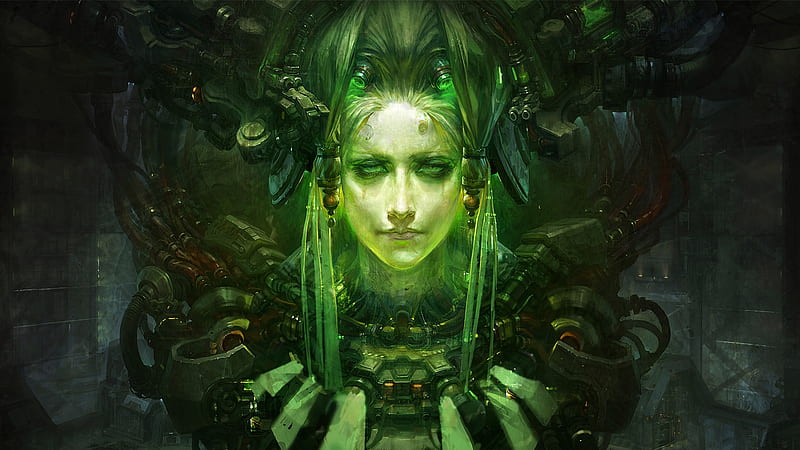 Gothic serving wench, Abstract, 3D, Gothic, Green, HD wallpaper