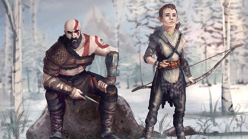 God Of War, Video Game, Kratos (God Of War), Atreus (God Of War), God Of War (2018), HD wallpaper
