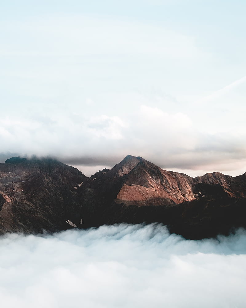 brown mountain under cumulus clouds, HD phone wallpaper