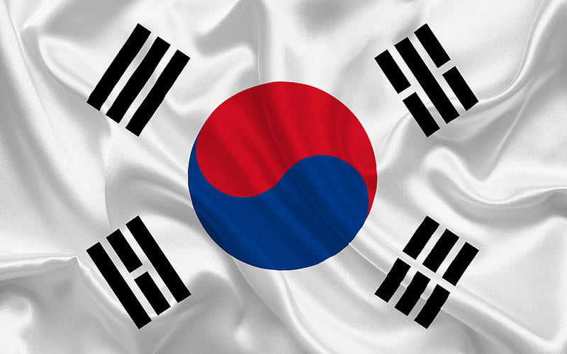 South Korean flag, Asia, South Korea, silk flag, flags of the world, HD wallpaper
