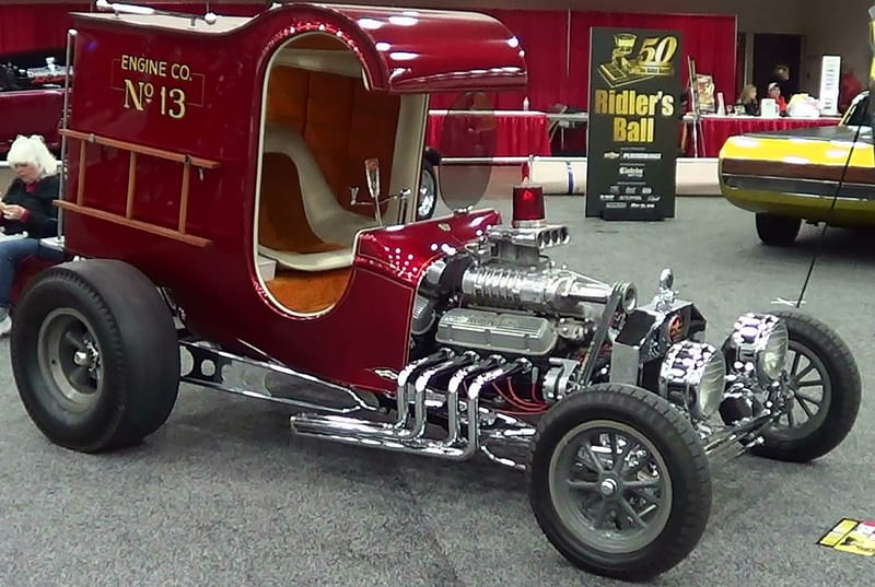 Engine Company No. 13, fire rod, hot rod, street, car, HD wallpaper