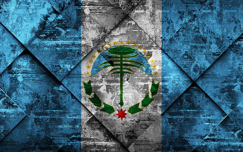Flag of Neuquen grunge art, rhombus grunge texture, Argentine Province, Neuquen flag, Argentina, national symbols, Neuquen, provinces of Argentina, creative art, HD wallpaper