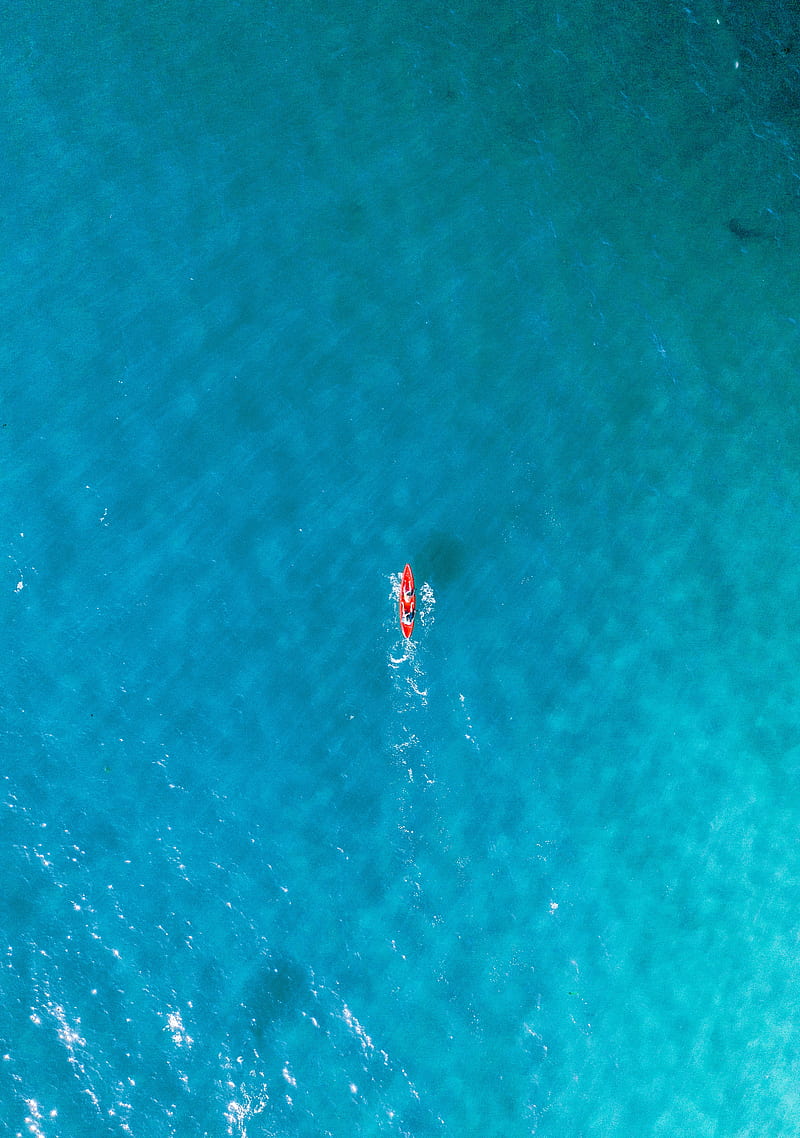 water, boat, aerial view, minimalism, HD phone wallpaper