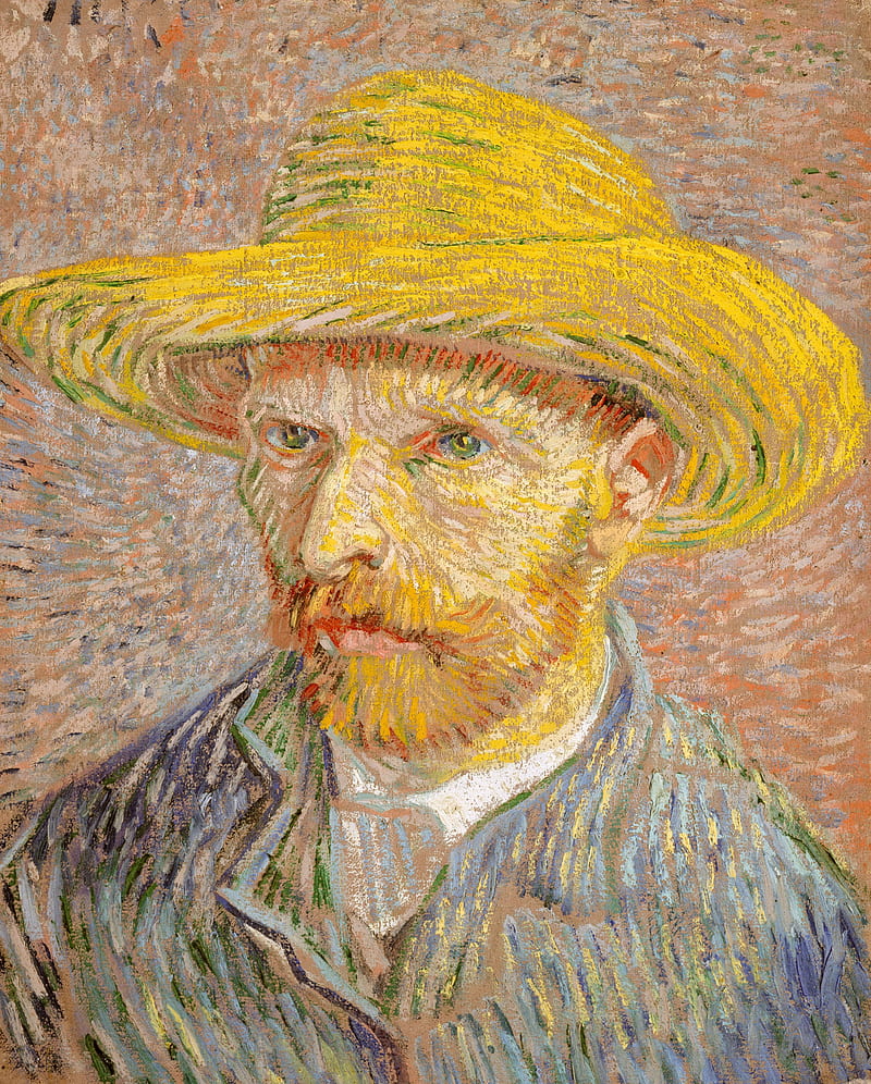 vincent van gogh, self-portrait with a straw hat, portrait, artist, HD phone wallpaper