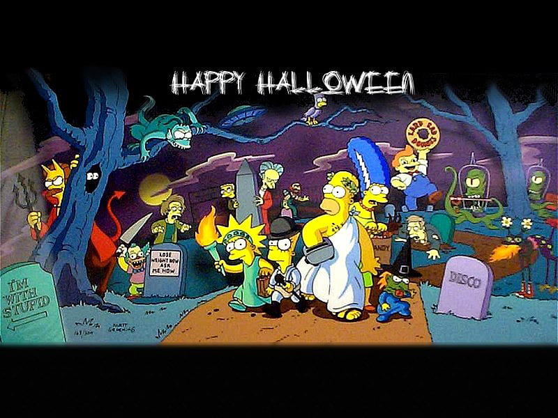 Simpsons halloween, holiday, black, sky, cartoon, clouds, creepy, moon,  spooky, HD wallpaper | Peakpx