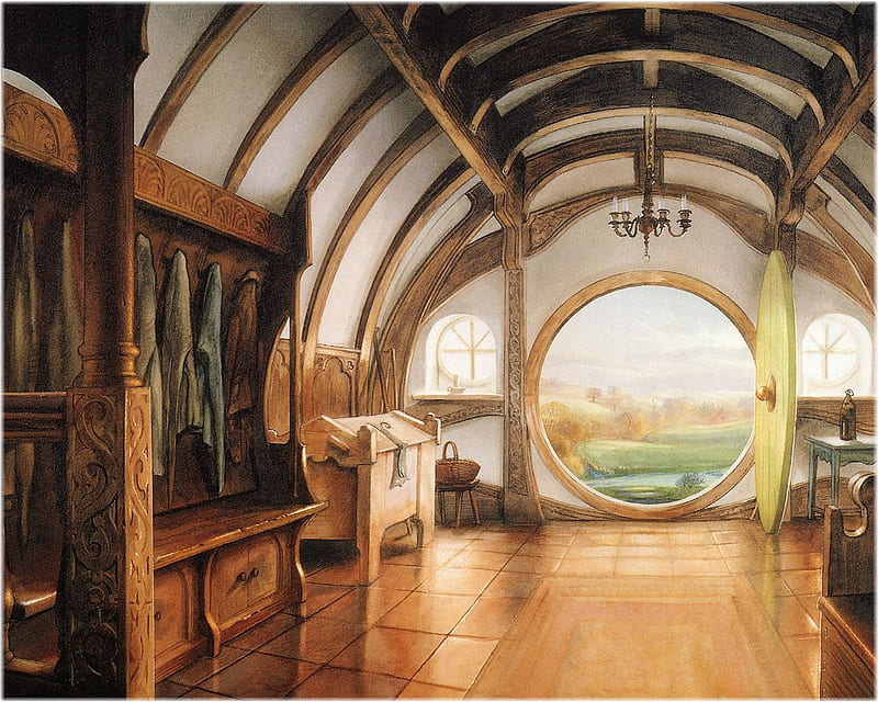 Hobbits Dwelling, home, warm, outdoors, door, HD wallpaper