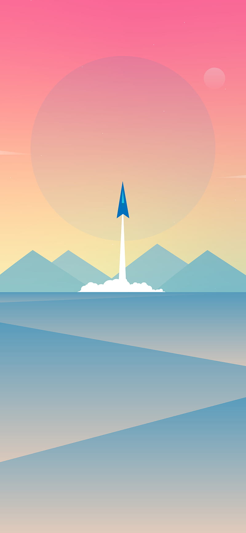 rocket, takeoff, mountains, vector, art, cartoon, HD phone wallpaper