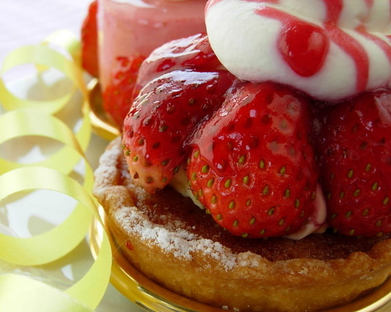 Strawberry desserts, strawberry, fruits, pie, desserts, tart, HD wallpaper