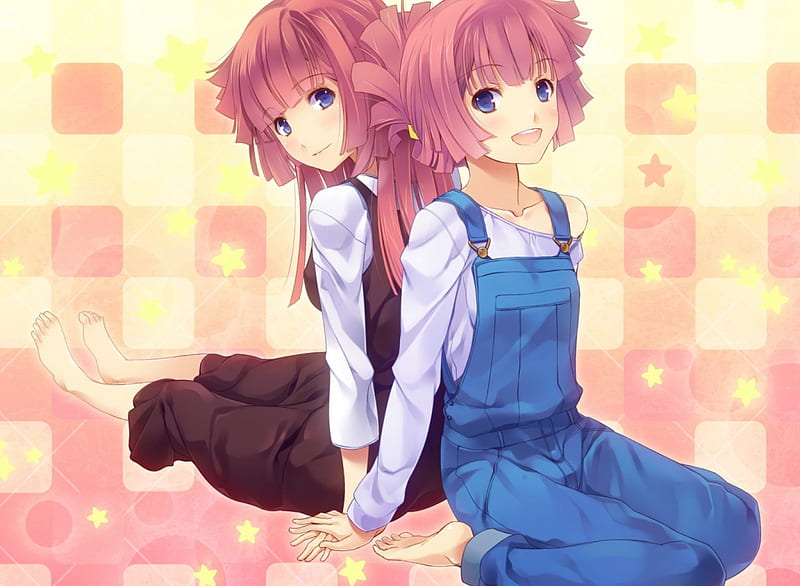 Sisters, anime girls, cute, anime, HD wallpaper