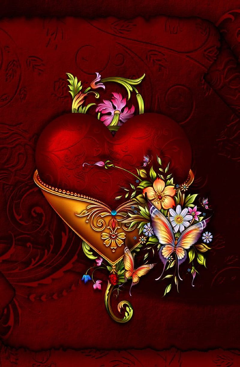 Heart and flowers, heart, HD phone wallpaper | Peakpx