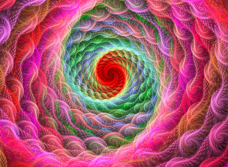 spiral, bright, colorful, swirling, fractal, HD wallpaper