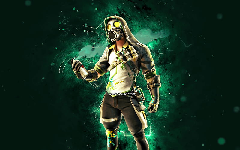 Toxic Tagger turquoise neon lights, Fortnite Battle Royale, Fortnite characters, Toxic Tagger Skin, Fortnite, Toxic Tagger Fortnite, HD wallpaper