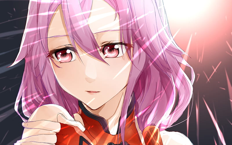 Inori Yuzuriha, manga, pink eyes, protagonist, Guilty Crown, HD wallpaper