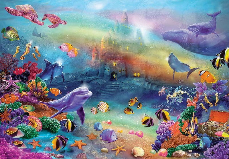 ★Wonderland of SandCastle★, corals, oceans, rainbow, most ed, digital