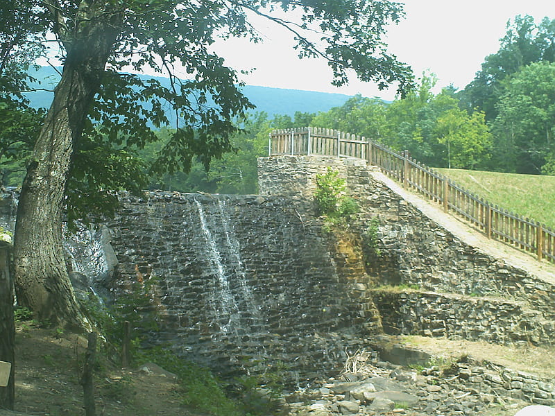 West Virginia, stonewall, waterfall, tree, bonito, HD wallpaper