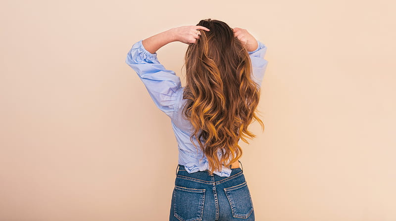 Blue Denim Jeans Woman Ultra, Girls, Blue, Girl, Style, Woman, Back, Female, Fashion, jeans, Highlights, Outfit, pose, Denim, longhair, aesthetic, HD wallpaper