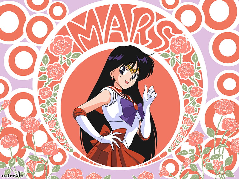 Sailor Mars, cute, female, girl, anime, flower, anime girl, sailormoon, HD wallpaper