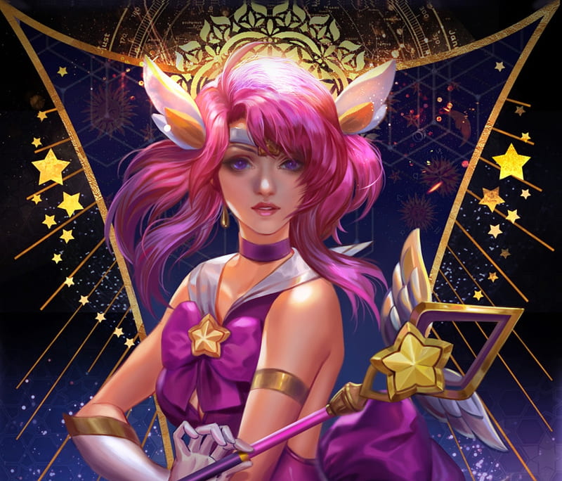 Star Guardian Lux, fantasy, lux, fan yang, luminos, girl, star guardian, ears, pink, HD wallpaper