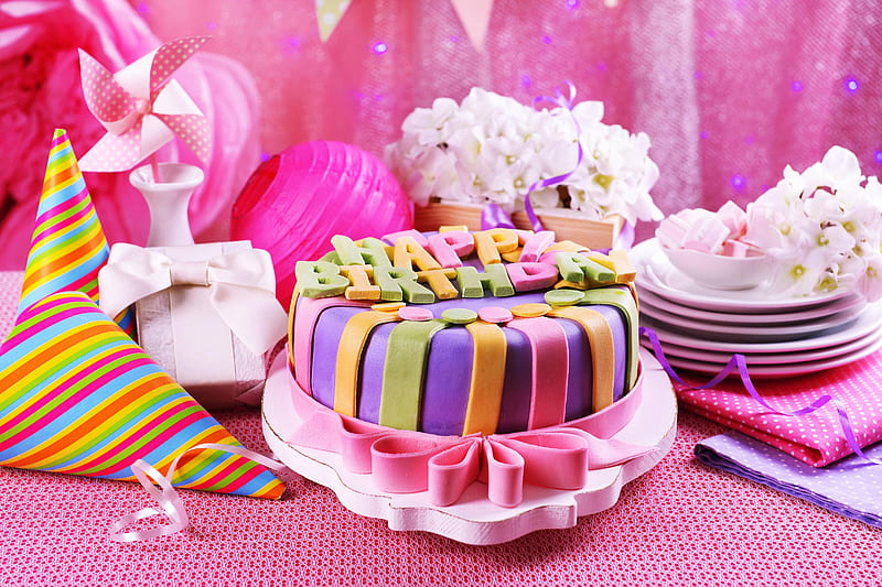 Pink Birtay Cake, cake, pink, celebrations, birtay, HD wallpaper