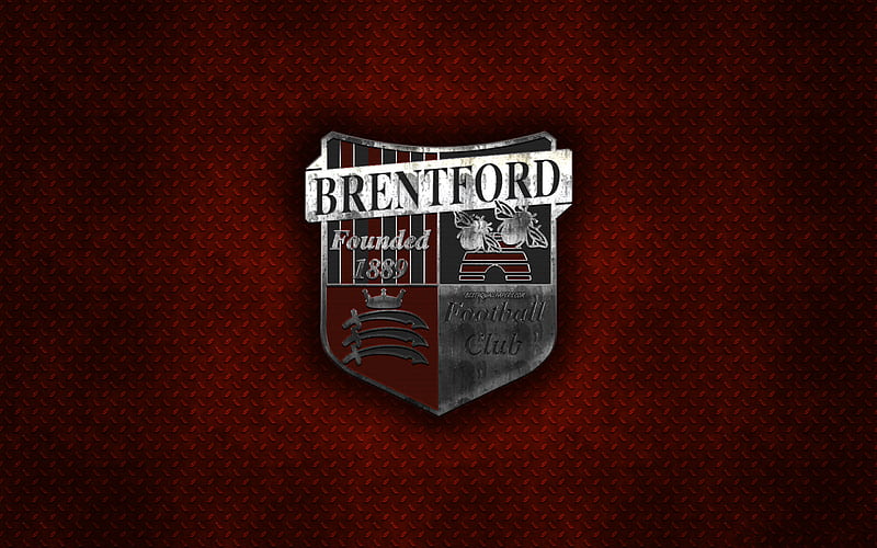 Brentford FC, English football club, red metal texture, metal logo, emblem, Brantford, London, England, EFL Championship, creative art, football, HD wallpaper
