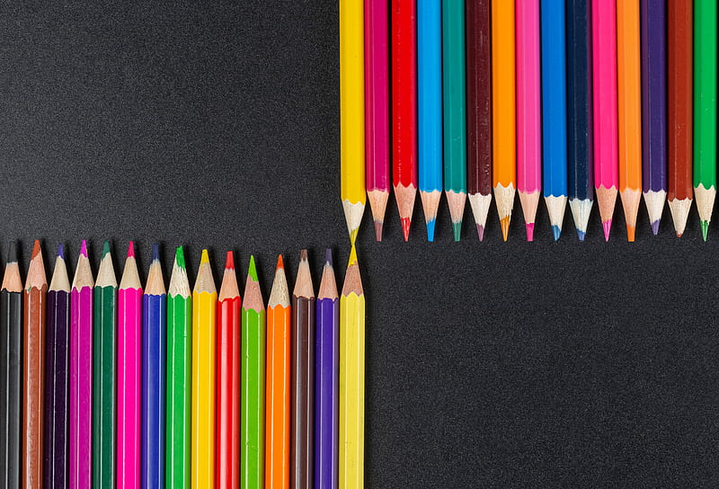 pencils, colorful, sharp, macro, HD wallpaper