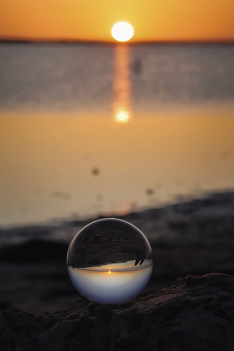 Ball, glass, reflection, sand, HD phone wallpaper | Peakpx