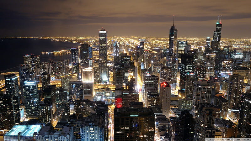 Chicago Night City lights Cityscape Reflections Skyline   Ultra HD  wallpaper  Pxfuel