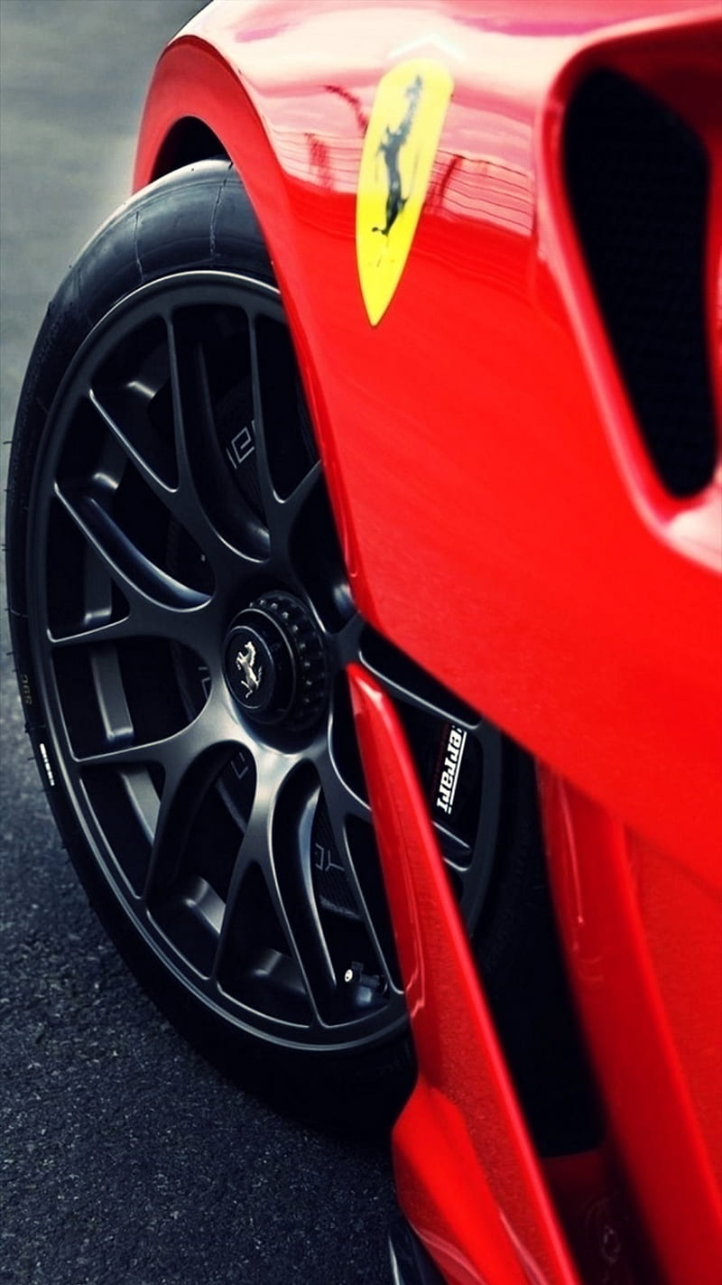 Red Ferrari, auto, awesome, car, cool, ferrari, nice, red, rims, sport, HD phone wallpaper