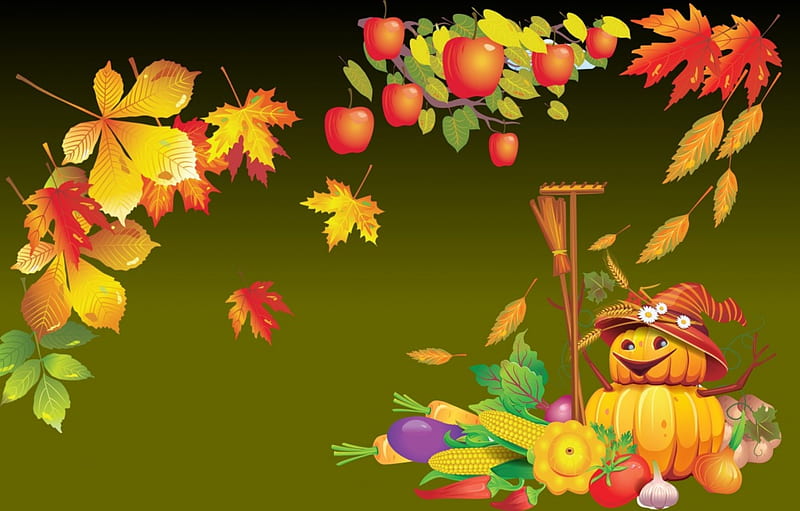 Fall, Cute, pretty, leaves, Pumpkin, Fruits, funny, HD wallpaper | Peakpx