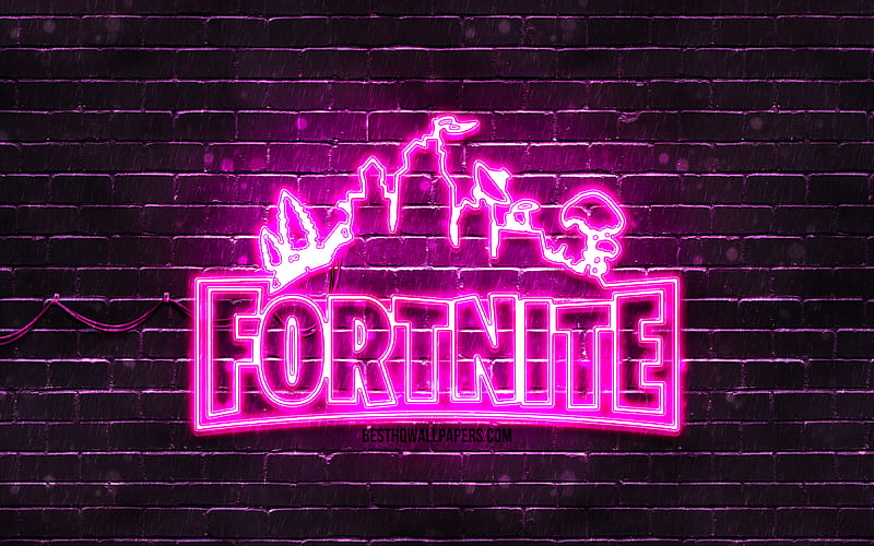 Fortnite purple logo purple brickwall, Fortnite logo, 2020 games, Fortnite neon logo, Fortnite, HD wallpaper