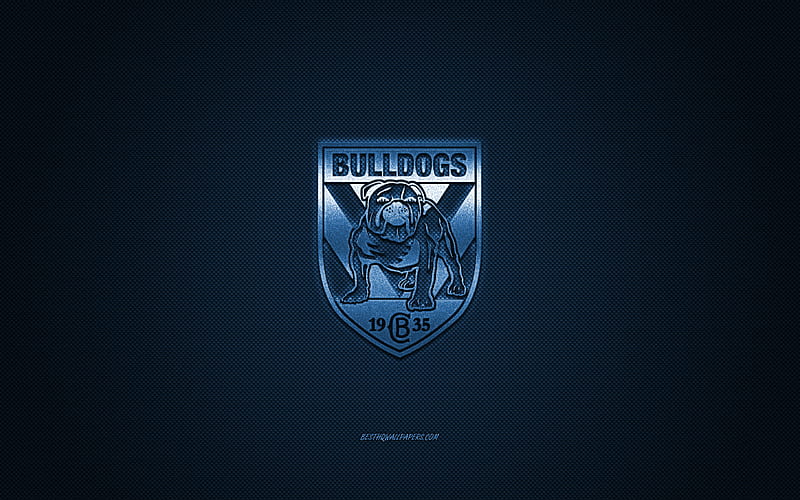 Canterbury-Bankstown Bulldogs, Australian rugby club, NRL, blue logo, blue carbon fiber background, National Rugby League, rugby, Sydney, Australia, Canterbury-Bankstown Bulldogs logo, HD wallpaper