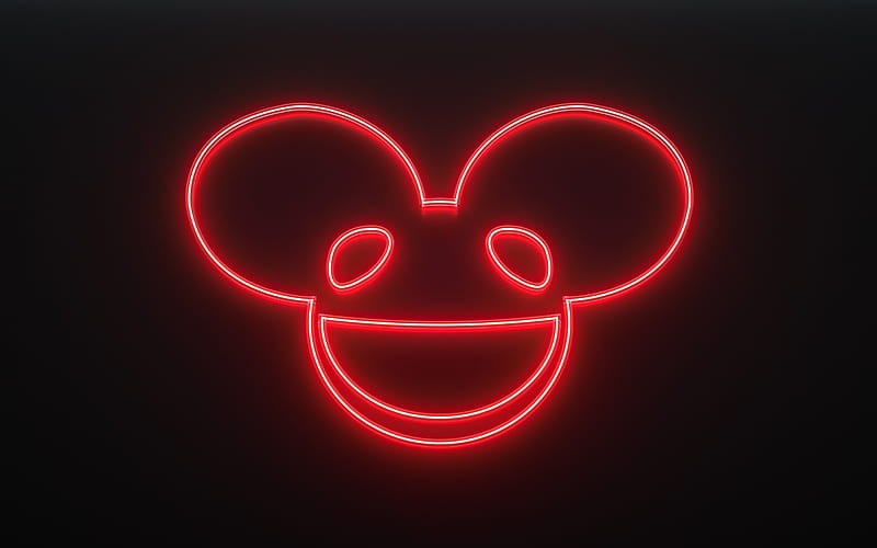 Deadmau5, Joel Thomas Zimmerman, Canadian DJ, red neon logo, neon sign, EDM, HD wallpaper