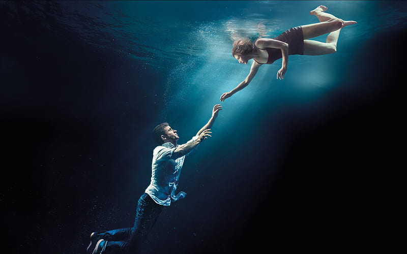 The Leftovers (TV Series 2014– ), poster, Justin Theroux, Margaret Qualley, man, sea, water, girl, tv series, the leftovers, couple, blue, HD wallpaper