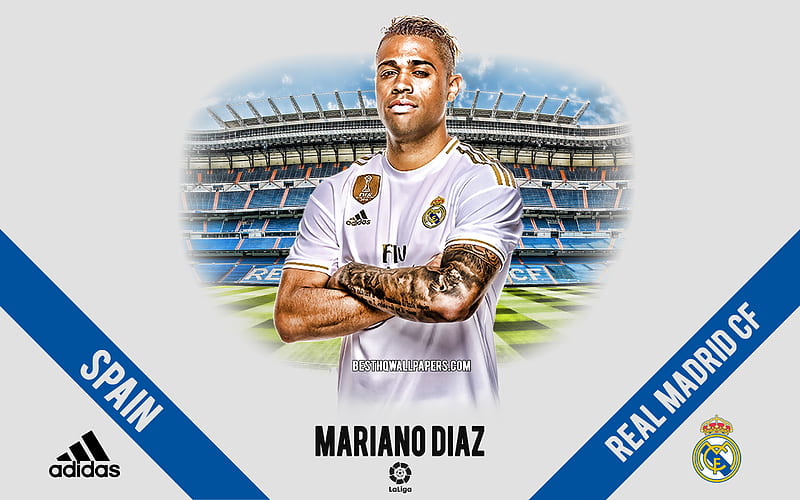 Mariano Diaz, Real Madrid, portrait, Dominican footballer, striker, La Liga, Spain, Real Madrid footballers 2020, football, Santiago Bernabeu, HD wallpaper