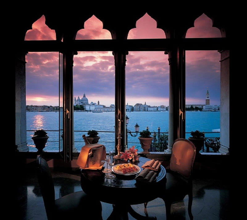 Honeymoon in Venice, interior, architecture, table for two, honeymoon, HD wallpaper